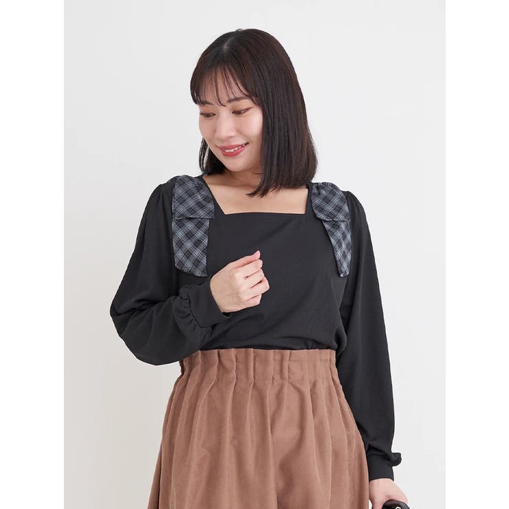 チェック柄ショルダーリボントップス | Re-J＆SUPURE | 詳細画像16 