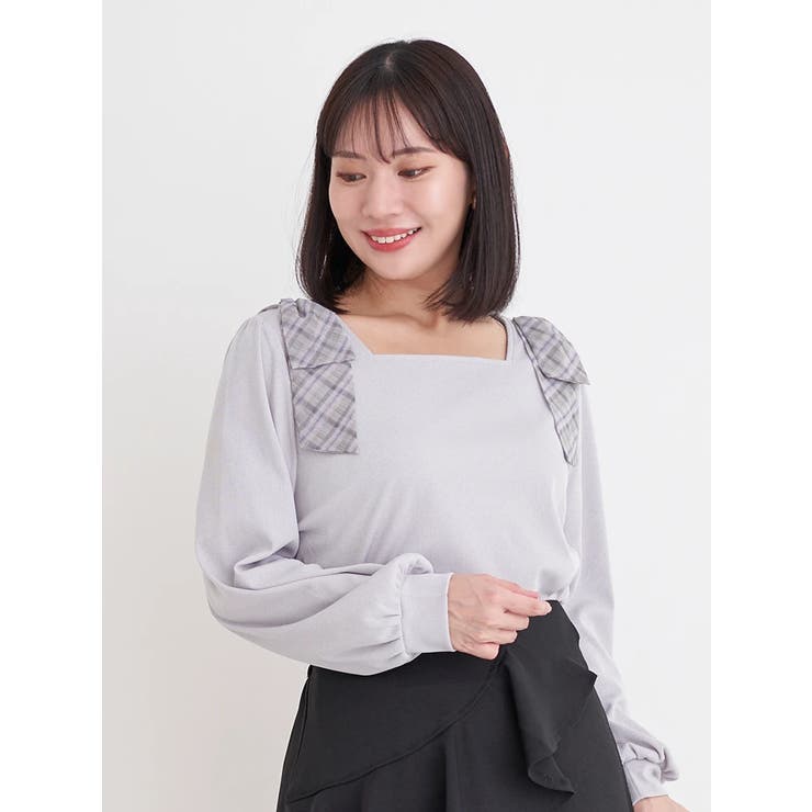 チェック柄ショルダーリボントップス | Re-J＆SUPURE | 詳細画像18 