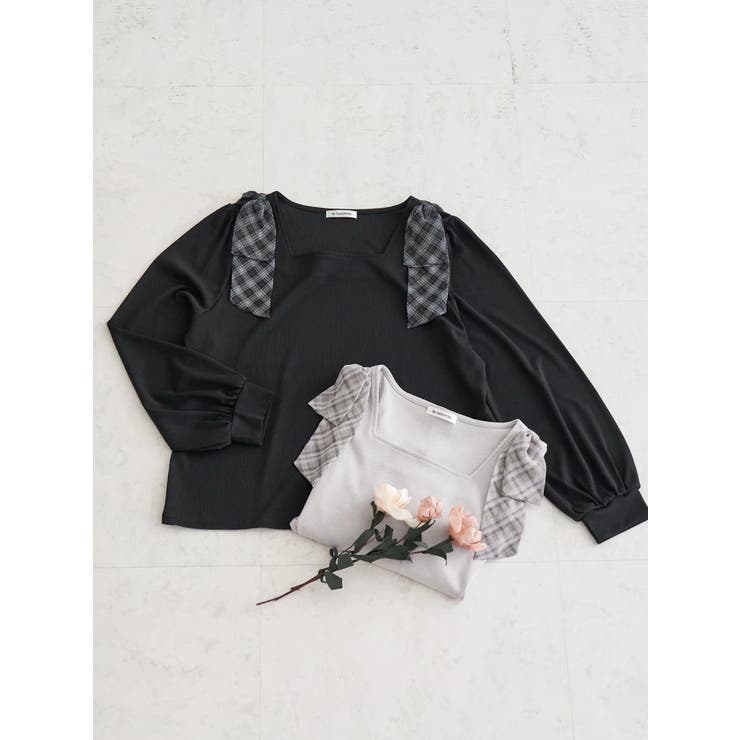 チェック柄ショルダーリボントップス | Re-J＆SUPURE | 詳細画像21 