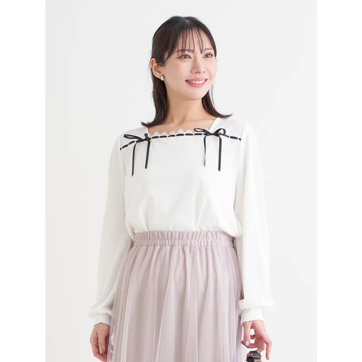 レース×リボンスクエアネックトップス | Re-J＆SUPURE | 詳細画像19 