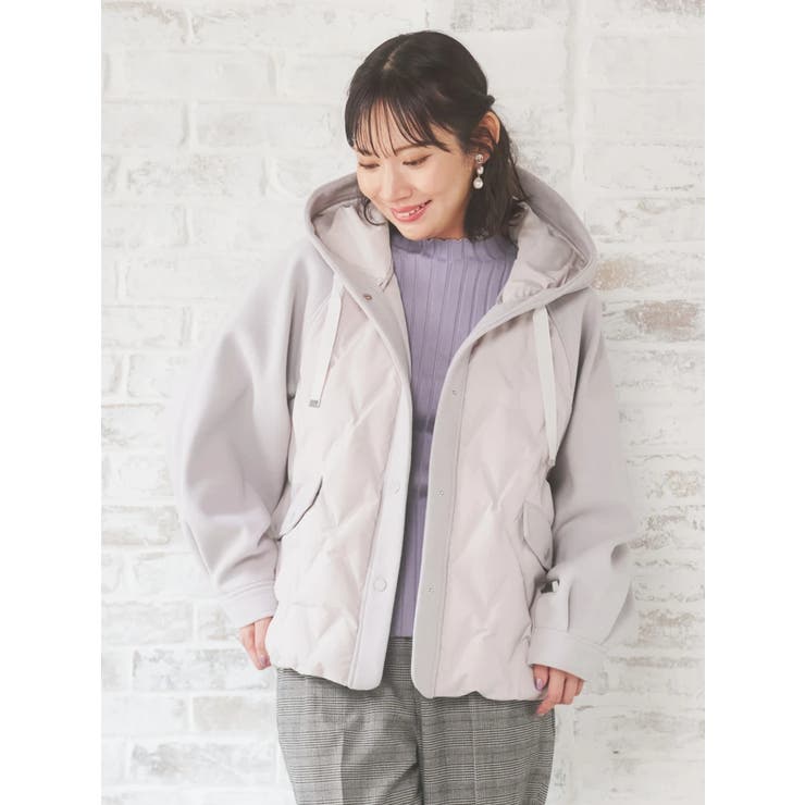 淡グレー | ウール切り替えフードダウンジャケット | Re-J＆SUPURE