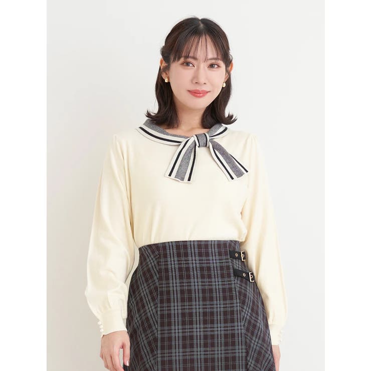 襟リボンニットトップス | Re-J＆SUPURE | 詳細画像2 