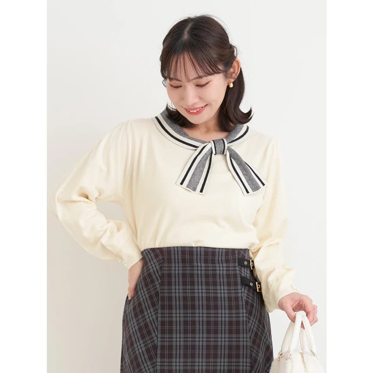 襟リボンニットトップス | Re-J＆SUPURE | 詳細画像3 