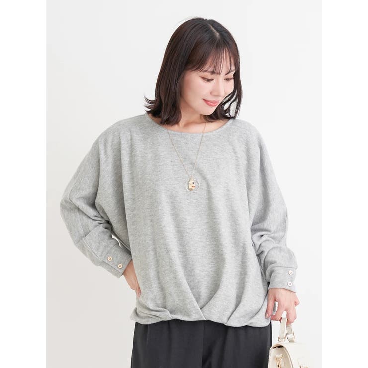 グレー | アクセサリー付き裾タックドルマンプルオーバー | Re-J＆SUPURE