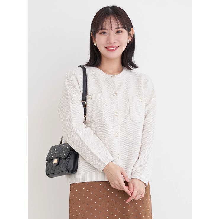 クルーネックカノコラメニットカーディガン | Re-J＆SUPURE | 詳細画像1 