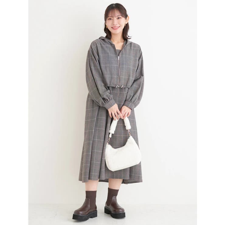 [SET]チェック柄フードブルゾン×キャミワンピース | Re-J＆SUPURE | 詳細画像18 