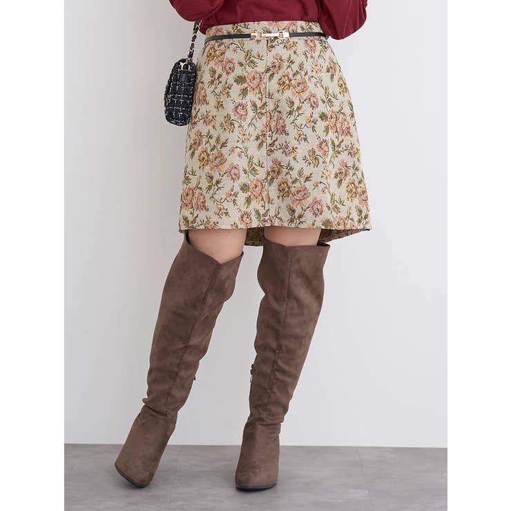 Ａ柄 | ベルト付きゴブラン花柄ミニスカート | Re-J＆SUPURE