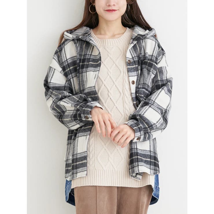 シャギーチェックフード付きシャツ | Re-J＆SUPURE | 詳細画像9 