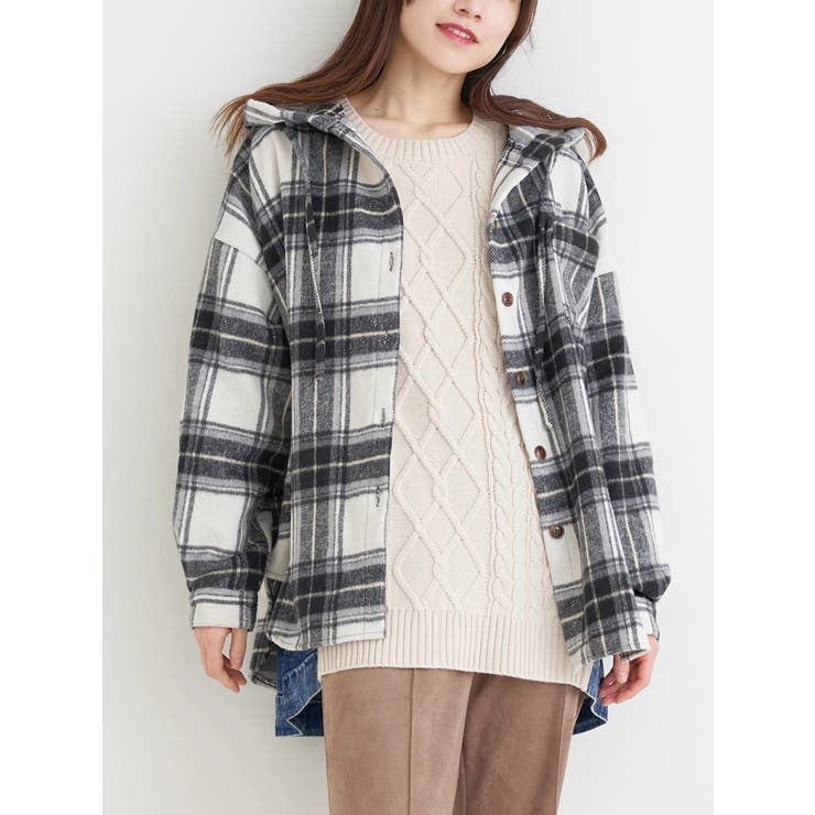 シャギーチェックフード付きシャツ | Re-J＆SUPURE | 詳細画像10 