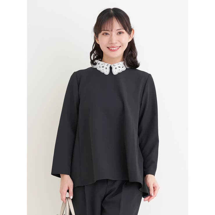 黒 | 【Wクロス】2WAYレース襟ブラウス(セットアップ可) | Re-J＆SUPURE
