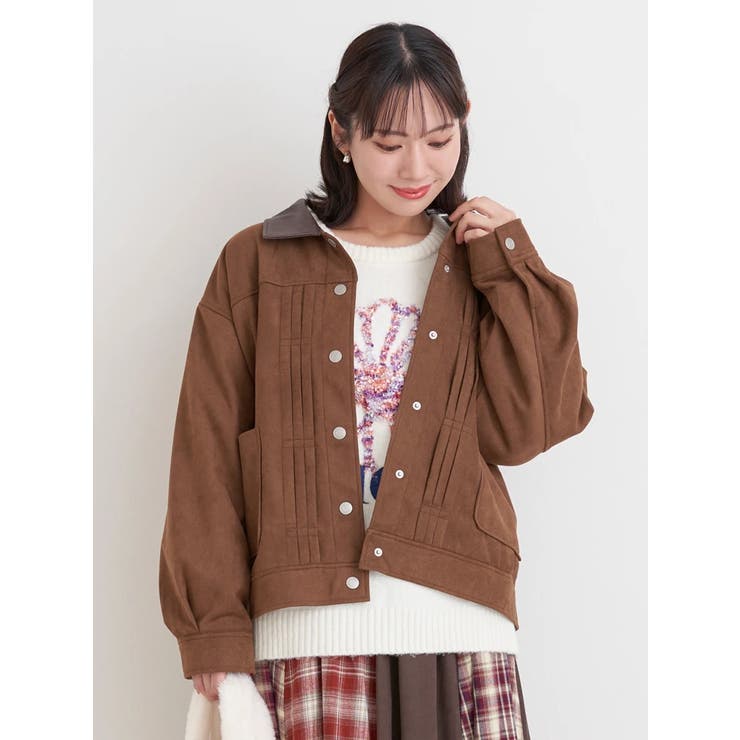 茶 | 【WEB限定】フェイクレザー襟スエードポンチジャケット | Re-J＆SUPURE