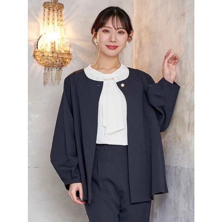 【マルチストレッチ】パールボタンポンチョジャケット(セットアップ可) | Re-J＆SUPURE | 詳細画像13 