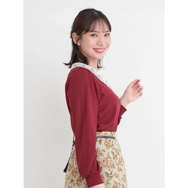 ビジューレース襟リブトップス | Re-J＆SUPURE | 詳細画像4 