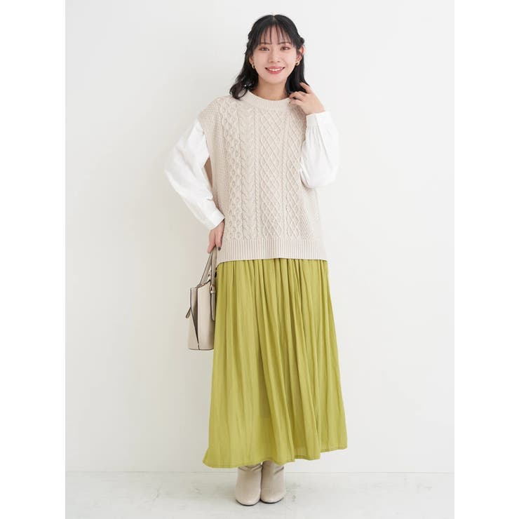 [SET]ケーブルニットベスト×バンドカラーシャツ | Re-J＆SUPURE | 詳細画像10 