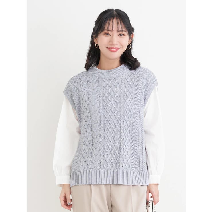 [SET]ケーブルニットベスト×バンドカラーシャツ | Re-J＆SUPURE | 詳細画像18 