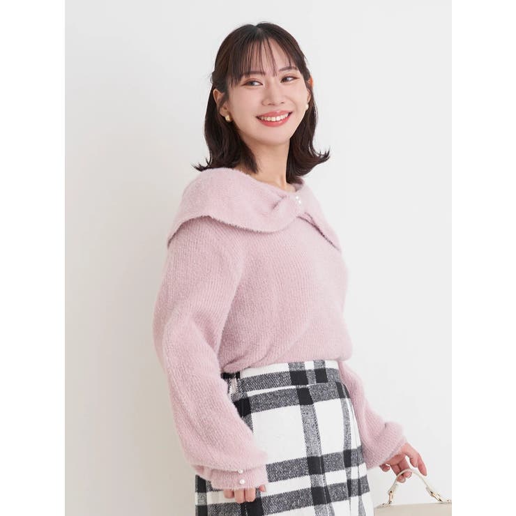 リボンオフショルフェザーニットトップス | Re-J＆SUPURE | 詳細画像3 