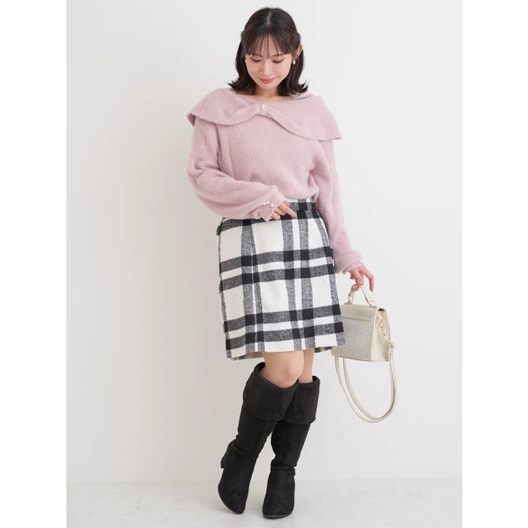 リボンオフショルフェザーニットトップス | Re-J＆SUPURE | 詳細画像6 