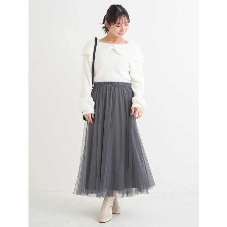 リボンオフショルフェザーニットトップス | Re-J＆SUPURE | 詳細画像19 