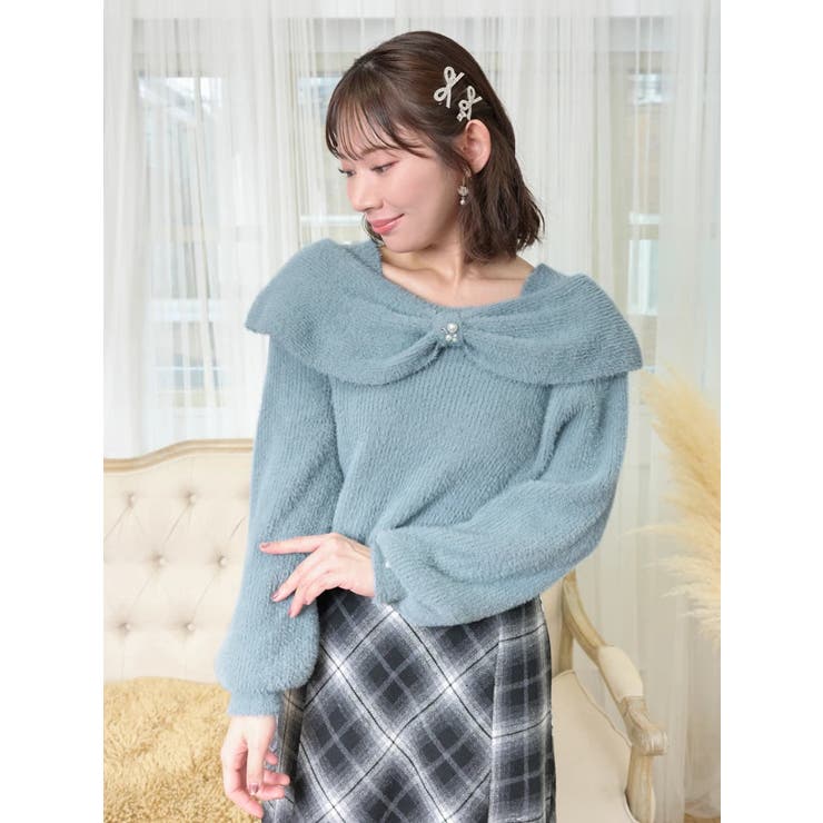 リボンオフショルフェザーニットトップス | Re-J＆SUPURE | 詳細画像35 