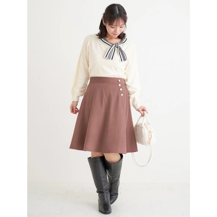 パールボタンフレア膝丈スカート | Re-J＆SUPURE | 詳細画像3 