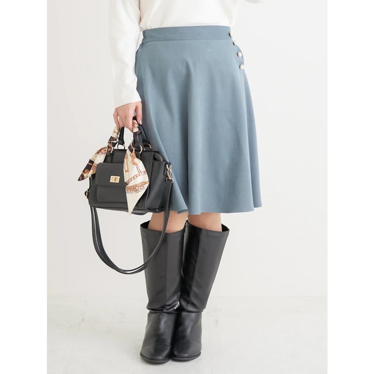 パールボタンフレア膝丈スカート | Re-J＆SUPURE | 詳細画像9 