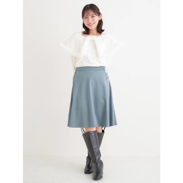 パールボタンフレア膝丈スカート | Re-J＆SUPURE | 詳細画像10 