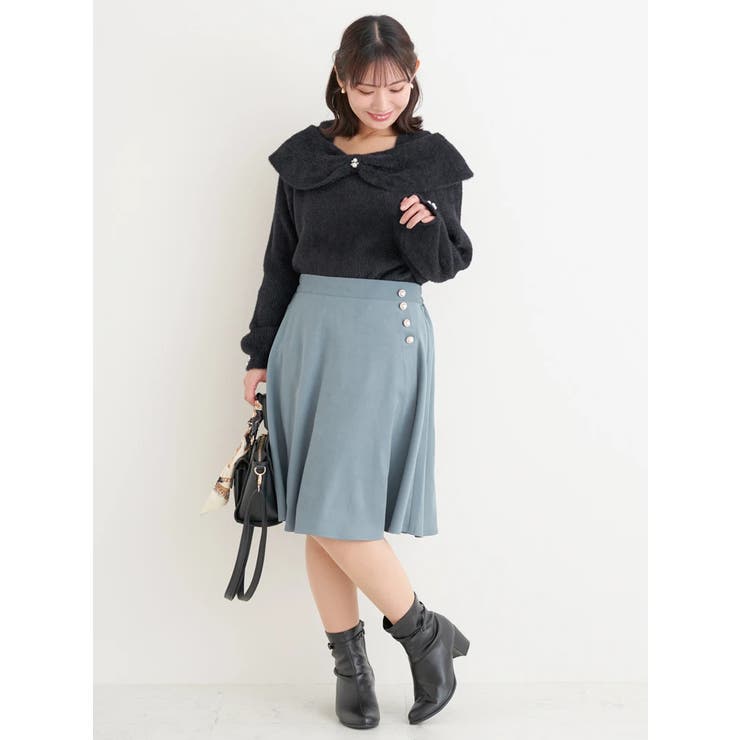 パールボタンフレア膝丈スカート | Re-J＆SUPURE | 詳細画像13 