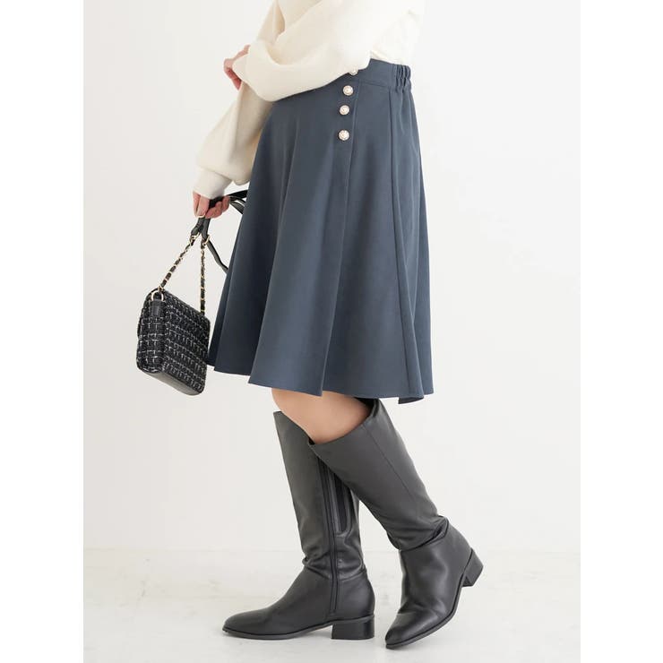 パールボタンフレア膝丈スカート | Re-J＆SUPURE | 詳細画像17 