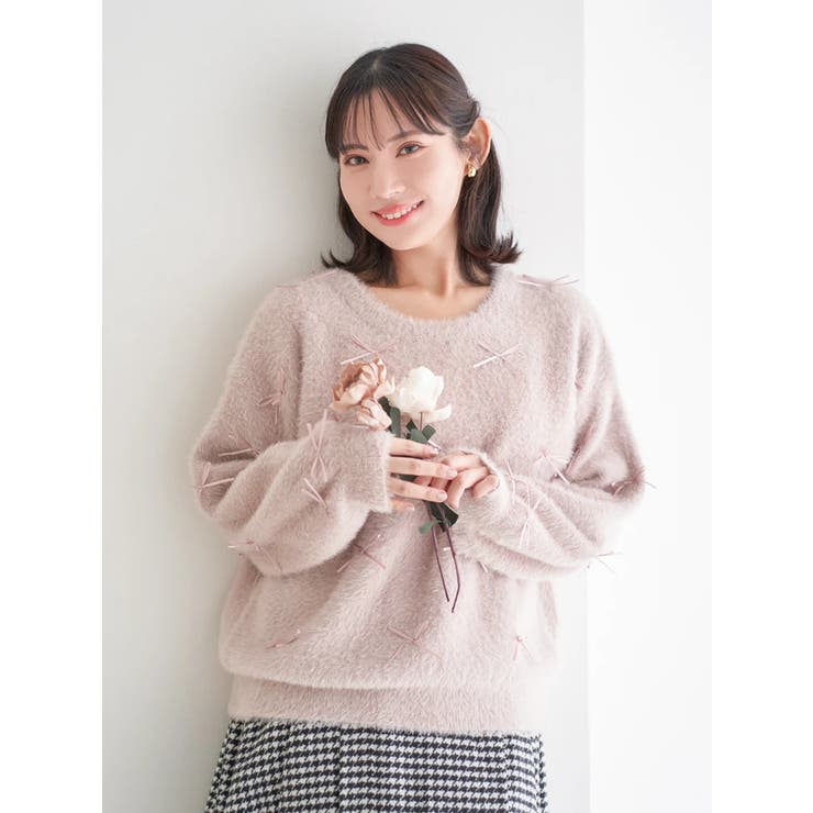 ピンク | プチリボンフェザーニットプルオーバー | Re-J＆SUPURE