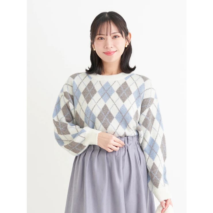 ラメ入りアーガイル柄フェザーニットトップス | Re-J＆SUPURE | 詳細画像2 