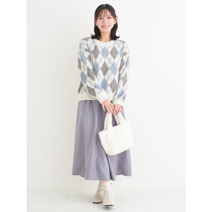 ラメ入りアーガイル柄フェザーニットトップス | Re-J＆SUPURE | 詳細画像7 