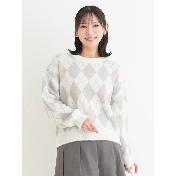 ラメ入りアーガイル柄フェザーニットトップス | Re-J＆SUPURE | 詳細画像13 