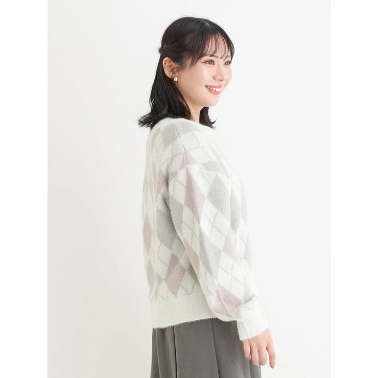 ラメ入りアーガイル柄フェザーニットトップス | Re-J＆SUPURE | 詳細画像14 