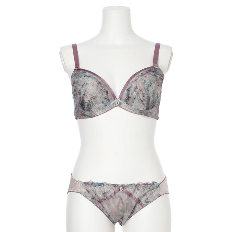 [D85-I95］フラワープリント刺繍レースブラ＆ショーツ(モールドカップ） | Re-J＆SUPURE | 詳細画像2 