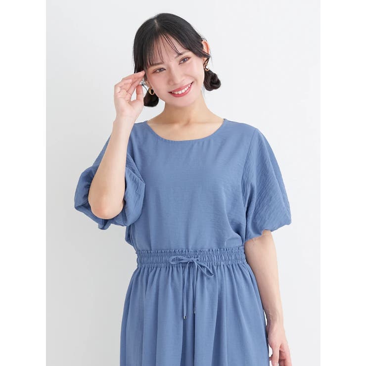 青 | 【接触冷感】[らくちんケア]シボ袖バルーンプルオーバー（セットアップ可） | Re-J＆SUPURE