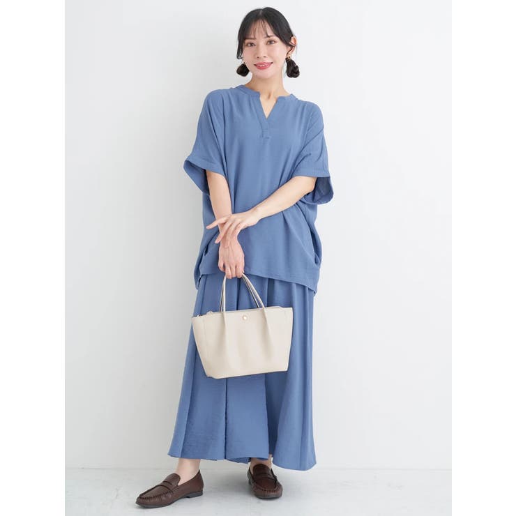 【接触冷感】[らくちんケア]シボスキッパーブラウス（セットアップ可） | Re-J＆SUPURE | 詳細画像5 