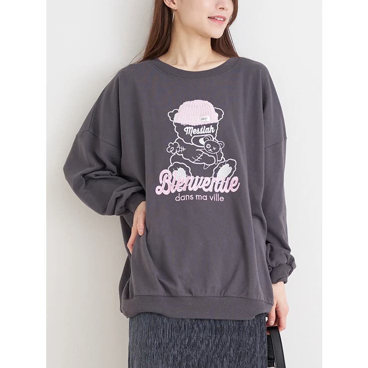 ニット帽くま刺繍裏毛プルオーバー | Re-J＆SUPURE | 詳細画像1 