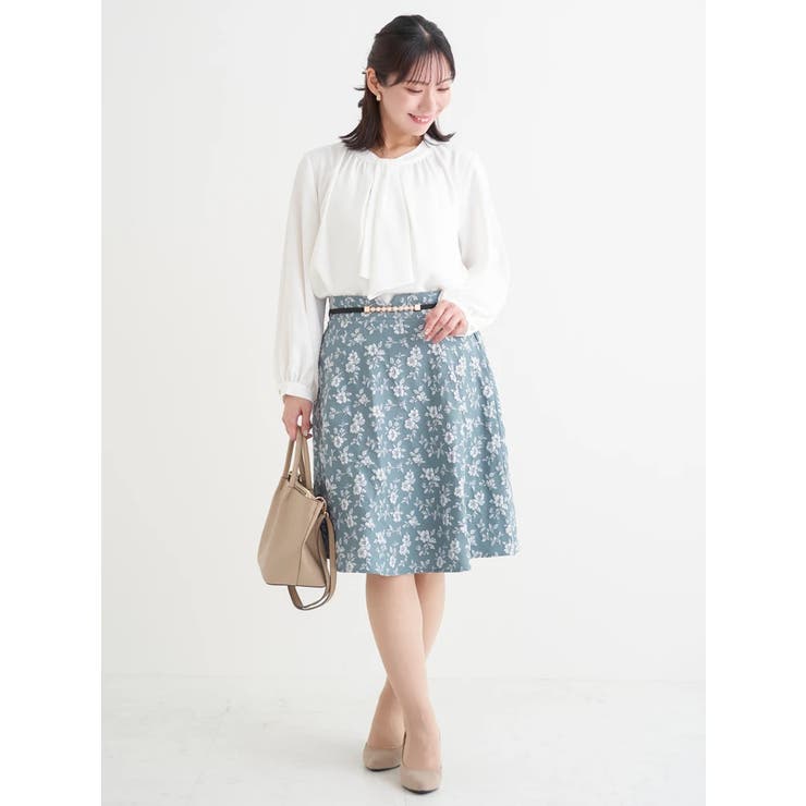 ベルト付き花柄ジャガードフレアスカート | Re-J＆SUPURE | 詳細画像5 