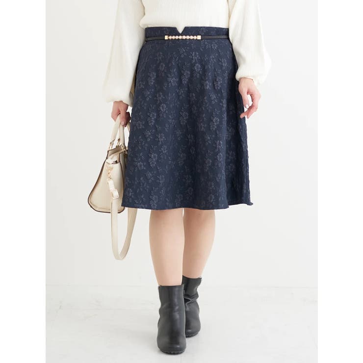 ベルト付き花柄ジャガードフレアスカート | Re-J＆SUPURE | 詳細画像10 