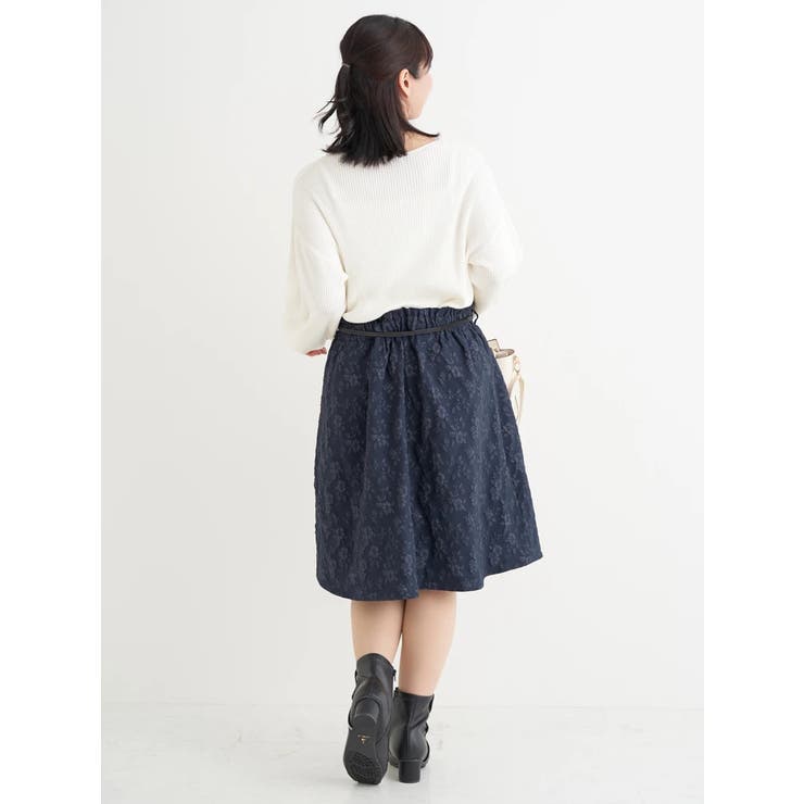 ベルト付き花柄ジャガードフレアスカート | Re-J＆SUPURE | 詳細画像18 