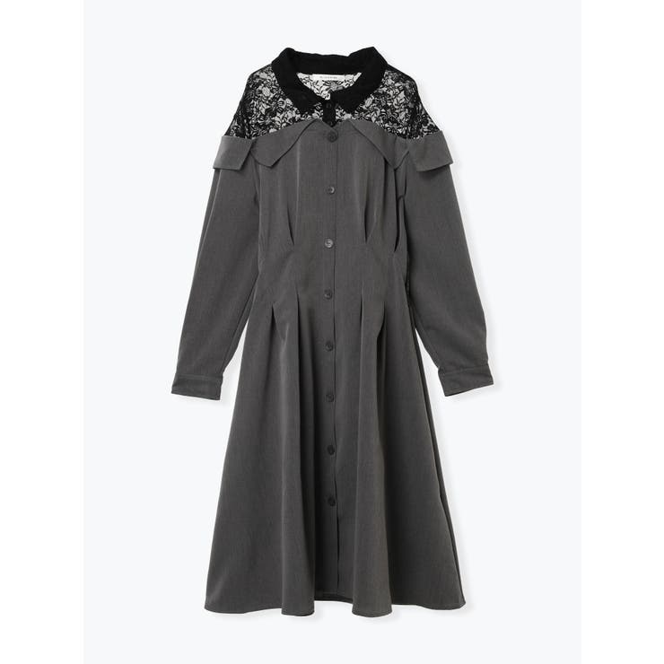 濃グレー | 【WEB限定】レースオフショルドッキングワンピース | Re-J＆SUPURE