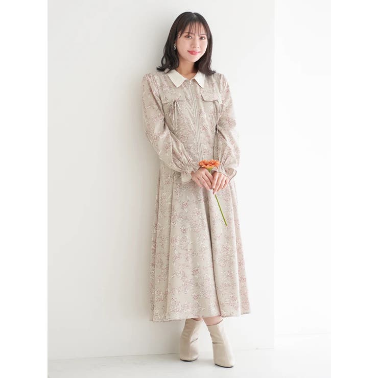 ポケットリボンハーフZIPワンピース（無地・花柄） | Re-J＆SUPURE | 詳細画像12 