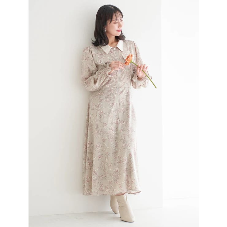 ポケットリボンハーフZIPワンピース（無地・花柄） | Re-J＆SUPURE | 詳細画像13 