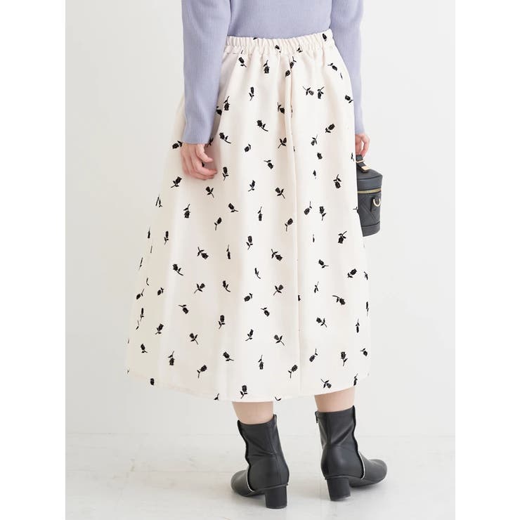 フロッキープリントミディスカート（花柄・ドット柄） | Re-J＆SUPURE | 詳細画像5 