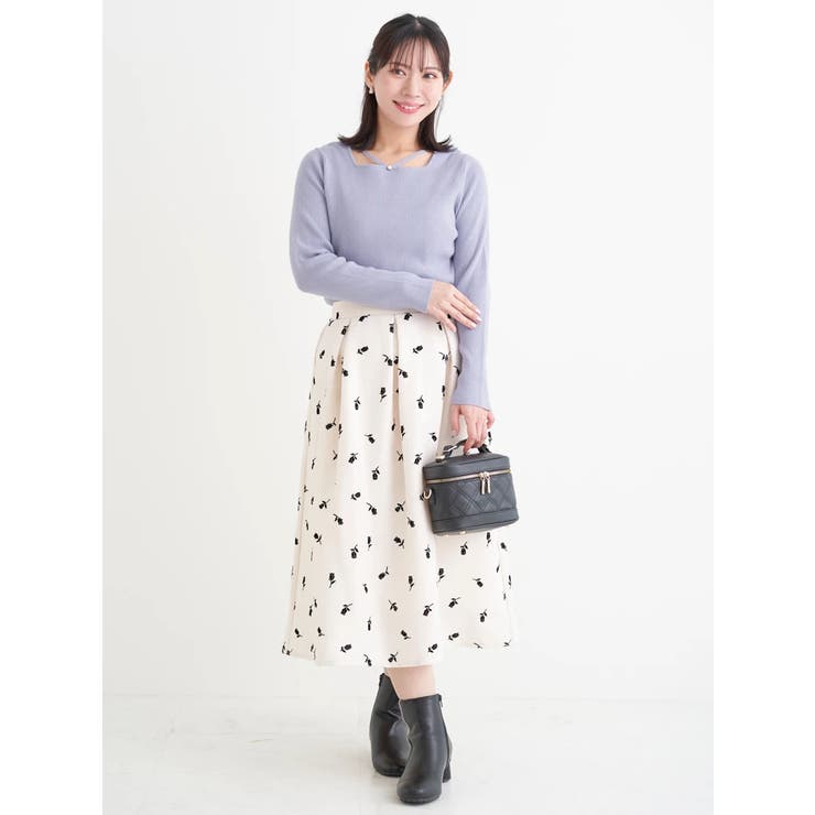 フロッキープリントミディスカート（花柄・ドット柄） | Re-J＆SUPURE | 詳細画像6 
