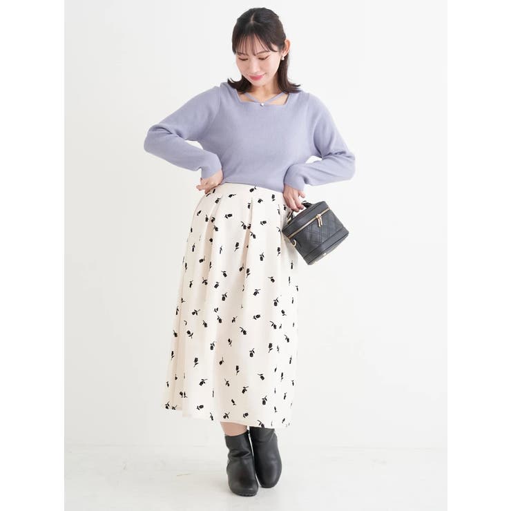 フロッキープリントミディスカート（花柄・ドット柄） | Re-J＆SUPURE | 詳細画像8 