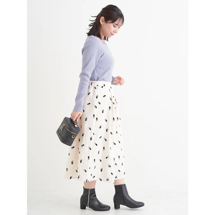 フロッキープリントミディスカート（花柄・ドット柄） | Re-J＆SUPURE | 詳細画像9 