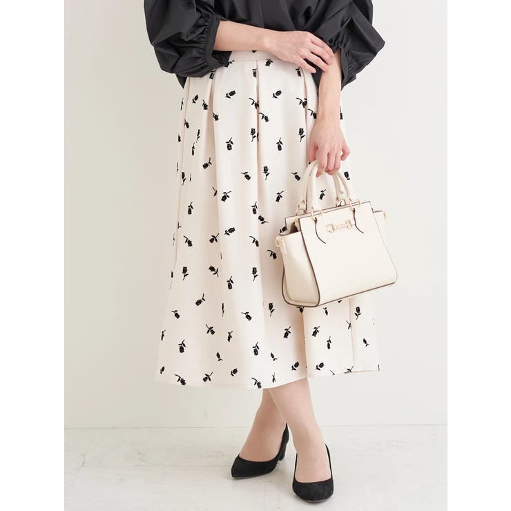 フロッキープリントミディスカート（花柄・ドット柄） | Re-J＆SUPURE | 詳細画像12 