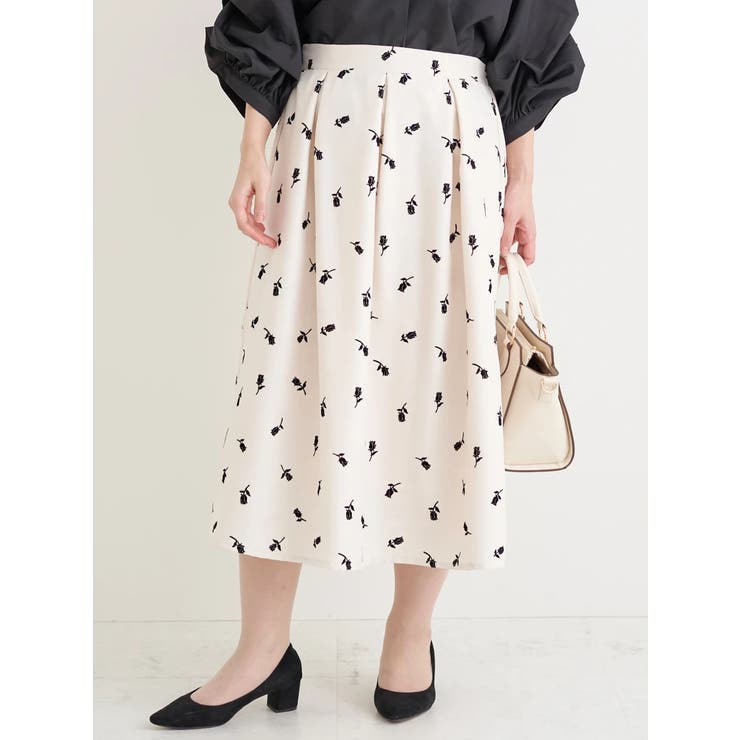 フロッキープリントミディスカート（花柄・ドット柄） | Re-J＆SUPURE | 詳細画像13 