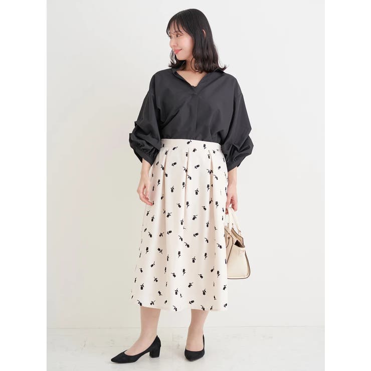 フロッキープリントミディスカート（花柄・ドット柄） | Re-J＆SUPURE | 詳細画像16 